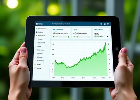 A tablet displaying plant health data with green graphs and charts.